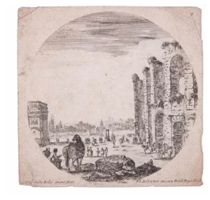 Stefano Della Bella, Ruines De Rome, Original Etching, 17th-Century