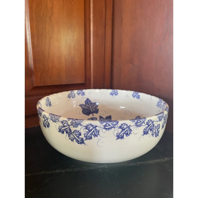 Ceramic Vintage Italian Ceramic Serving Bowl Grape Leaves For Sale - Image 7 of 7
