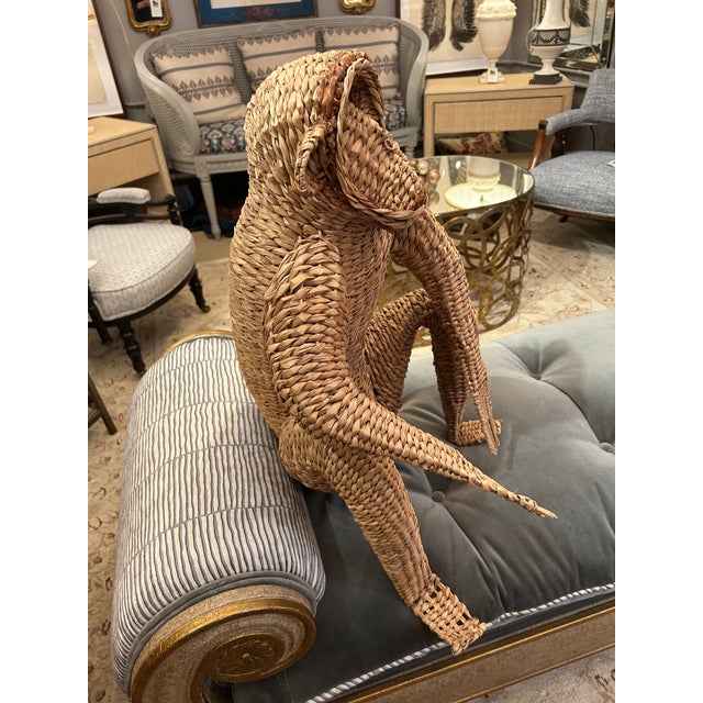1980s Water Hyacinth Woven Rattan Designer Monkey Sculpture Attributed to Mario Lopez Torres For Sale - Image 5 of 13