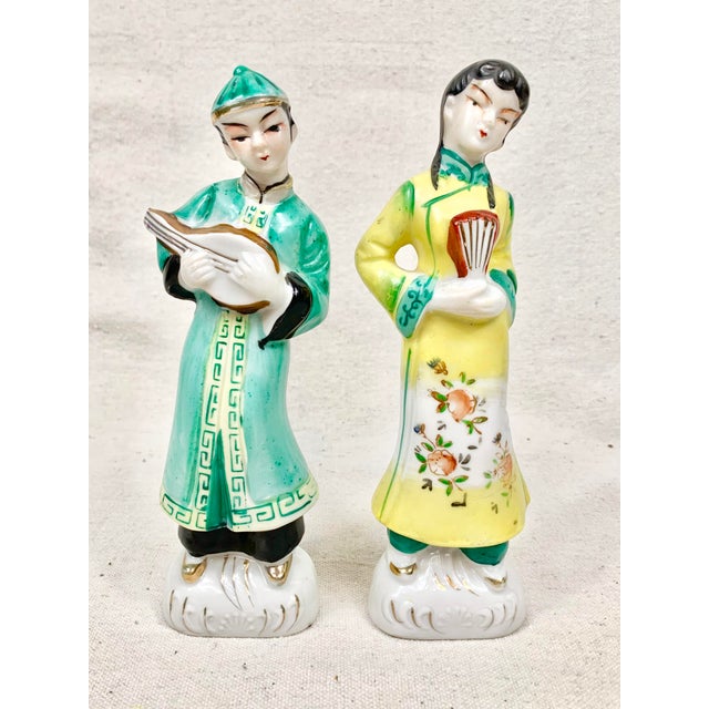 Vintage Chinese Male and Female Figurines-A Pair For Sale - Image 11 of 12