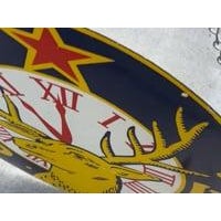 Elks club enamel two sided sign, incredibly vibrant colors with minimal chipping to edges very clean example of a great...