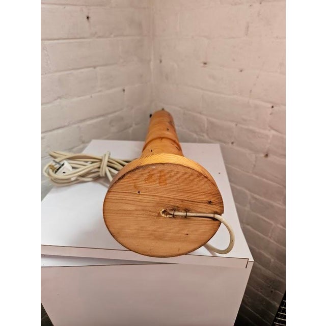 Wood Mid Century Scandinavian Pine Table Lamp For Sale - Image 7 of 8