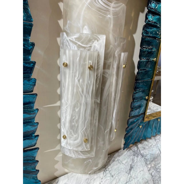 Early 21st Century Early 21st Century Large Scale Murano Glass and Brass Sconces - A Pair For Sale - Image 5 of 7
