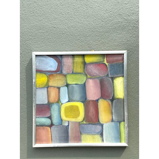 Mid-Century Modern Vintage Original Abstract Oil on Board For Sale - Image 3 of 12