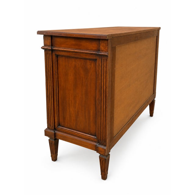 Brown Louis XVI Light Walnut Chest of Drawers with Three Drawers and Fluted Motifs, 1930s For Sale - Image 8 of 13