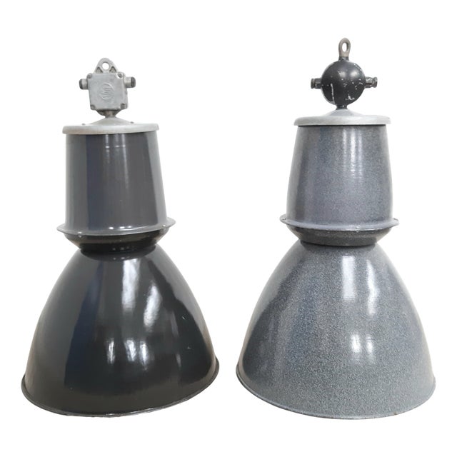 Large Vintage Industrial Pendant Lights from Elektrosvit, 1970s, Set of 2 For Sale