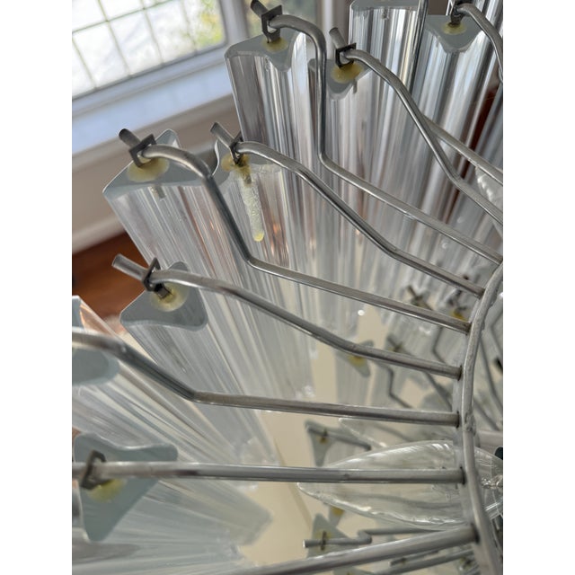 Vintage Murano Glass Clear Chandelier in the Style of Venini Triedri For Sale - Image 16 of 18