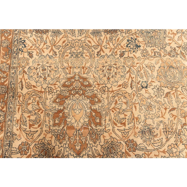 Fine Antique Persian Kirman Beige, Blue, Brown Handmade Wool Rug For Sale - Image 4 of 8