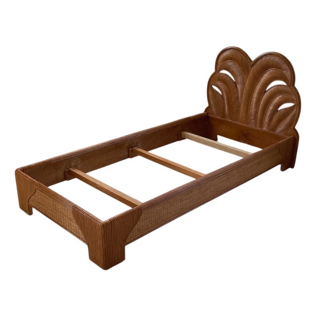 Wicker and Rattan Palm Tree Single Bed from Vivai del Sud, 1970s For Sale