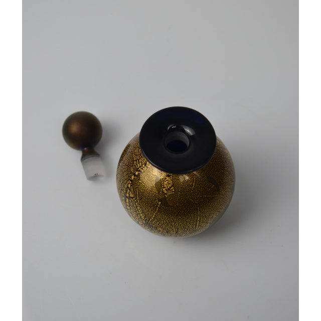 Glass Perfume Bottle with Black and Gold Leaf, 1970s For Sale - Image 6 of 12