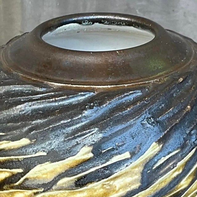 Vintage Boho Signed Studio Pottery Vase For Sale - Image 12 of 13