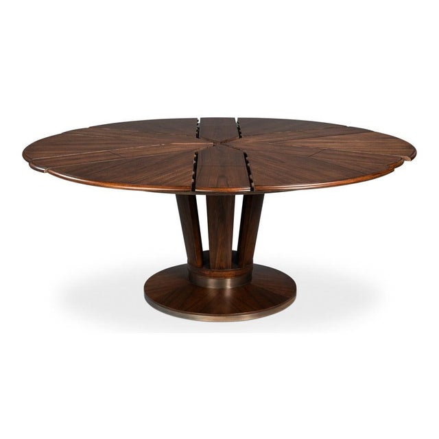 Large Art Deco Round Jupe Dining Table with Stainless Steel Trim For Sale - Image 4 of 11
