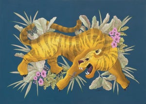"Beauty and the Beast" Original Acrylic on Wood Painting by Allison Cosmos
