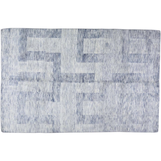 1960s Moroccan Hand Knotted Modern Rug With Natural Color Organic Wool and Soft Texture,6'7"x10'1" For Sale - Image 5 of 5