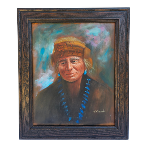 Native American Portrait Painting on Canvas -Signed