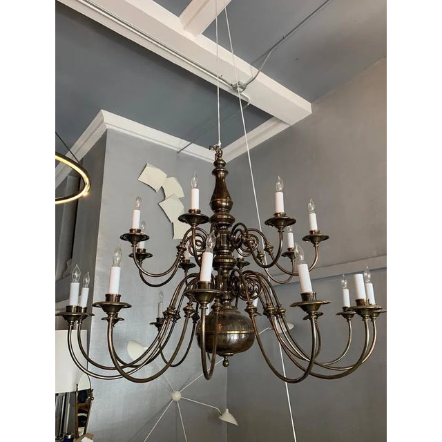 1980s 21-Arm Solid Brass Chandelier by Feldman For Sale - Image 10 of 13