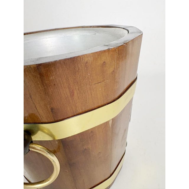 Wood Wooden and Brass Ice Bucket, France, 1970s For Sale - Image 7 of 14