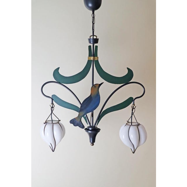 Nightingale Chandelier with Murano Glass Lanterns, 1980s For Sale - Image 10 of 13