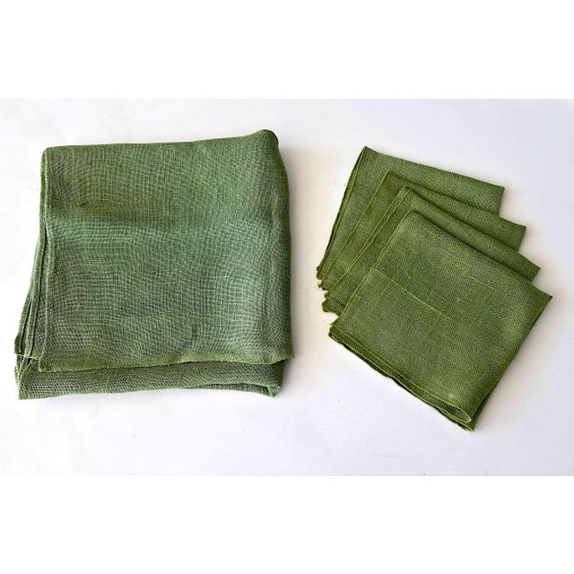 Dansk Designs Vintage Woven Linen Tablecloth and Napkins - Set of 5 For Sale - Image 4 of 10