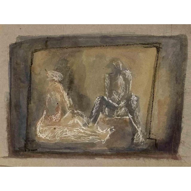David Euler, Together, 1985, Mixed Media Drawing on Paper For Sale