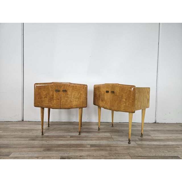 Vintage Maple Nightstands with Mirrored Tops, 1950s, Set of 2 For Sale - Image 4 of 16