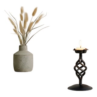 Pinecone Candlestick | Handcrafted Metal Spiral Design Candle Holder for Rustic Decor For Sale