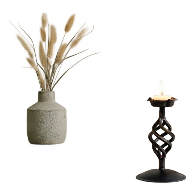 Pinecone Candlestick | Handcrafted Metal Spiral Design Candle Holder for Rustic Decor For Sale