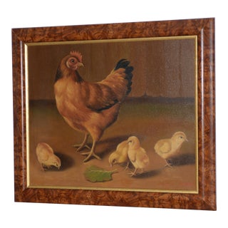 Paul English "Chicken With Chicks" Original Oil Painting For Sale