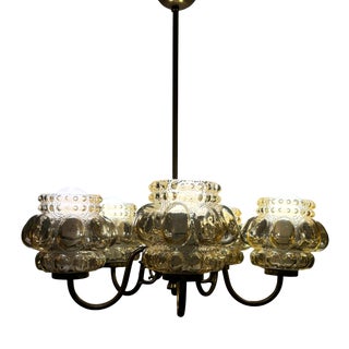 Five-Arm Chandelier by Helena Tynnell for Glashütte Limburg, 1960s For Sale