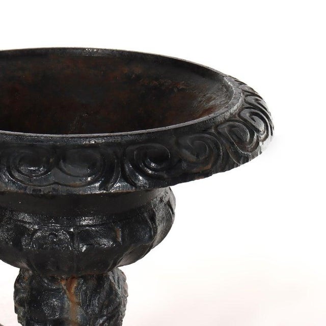 Antique Neoclassical Cast Iron Figural Cherub Garden Urn C1890 For Sale - Image 4 of 10
