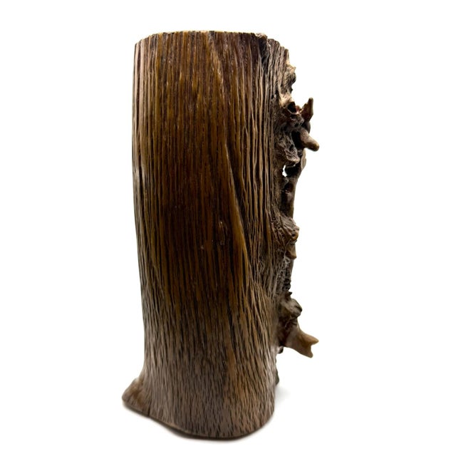 Wood Vintage Natural Burl Wood Brush Pot For Sale - Image 7 of 7