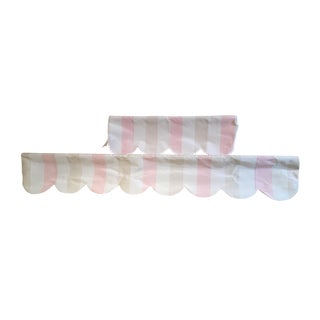 Scalloped Moire Lee Jofa Fabric Valances Pale Pink, Beige and Creme For Sale