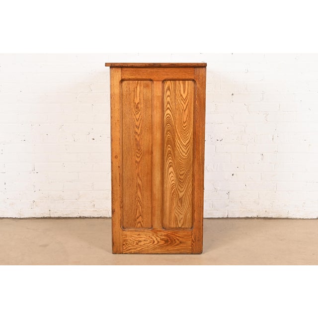 Antique Arts & Crafts Oak 16-Drawer Architect's Blueprint Flat File Cabinet, Circa 1900 For Sale - Image 9 of 11