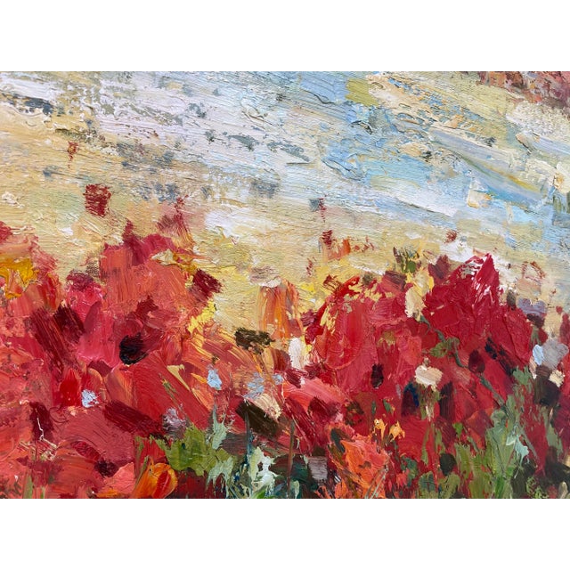 Red Impressionistic Landscape Original Oil Painting For Sale - Image 8 of 12