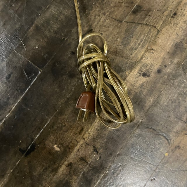 Mid-Century Brass and Walnut Floor Lamp With Glass Shade For Sale In Chicago - Image 6 of 10