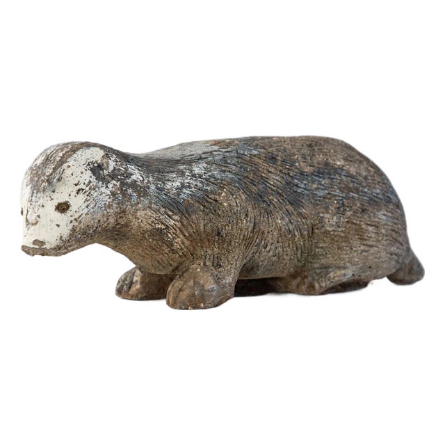 Reconstituted Stone Badger Garden Ornament, England 1960s For Sale