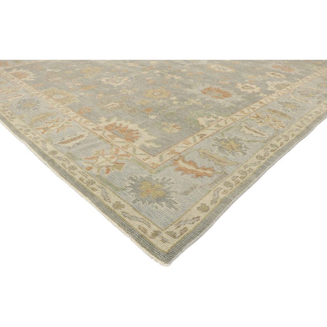 Neutral Earth-Tone Turkish Oushak Rug with Modern Transitional Style 09'00 x 11'08. Displaying a timeless design and soft...