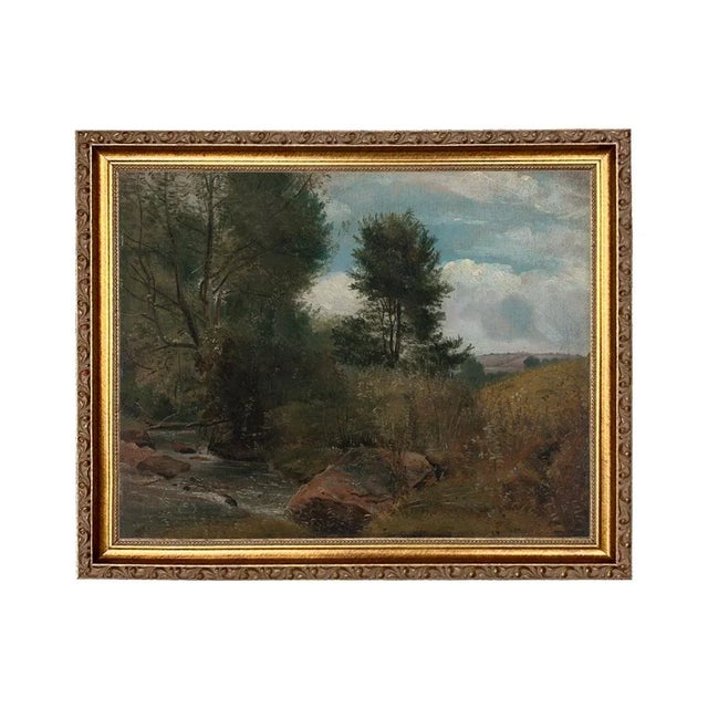 Not Yet Made - Made To Order "River and Trees" Landscape Print on Canvas in Thin Gold Frame For Sale - Image 5 of 5