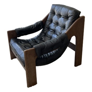 Modern 1970s-Inspired Leather Chair For Sale