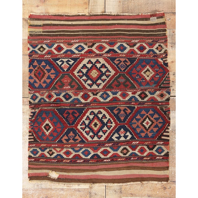 1880's Distressed Antique Caucasian Shirvan Kilim Rug - 02'11 X 03'06 For Sale - Image 9 of 9