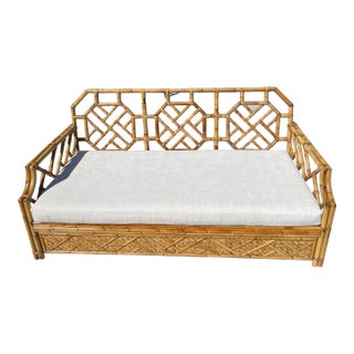 Vintage Rattan Sofa or Daybed, in the Manner of Vivai Del Sud For Sale