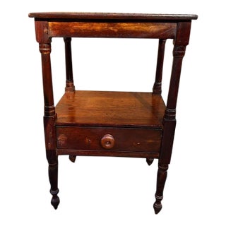 Antique 19th Century American Federal Style Walnut @ Tier Bed Side Table. For Sale