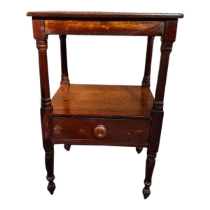 Antique 19th Century American Federal Style Walnut @ Tier Bed Side Table.