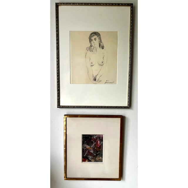 Custom Framed Nude Drawing-Signed-1960's For Sale - Image 4 of 5