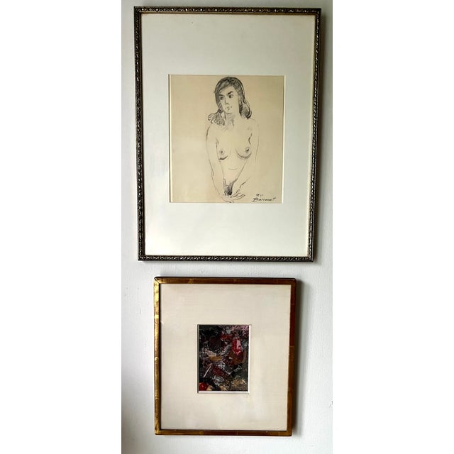 Custom Framed Nude Pencil Drawing-Signed-1960's For Sale - Image 4 of 5