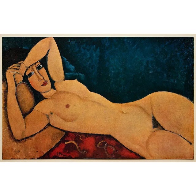 Paper 1940s After Amedeo Modigliani "Reclining Nude With Raised Arms", First Edition Swiss Lithograph For Sale - Image 7 of 8