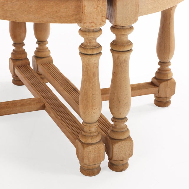 Pair of French Solid Oak Demilune Console Tables, C. 1950. For Sale - Image 4 of 4