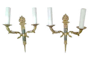 Antique French Empire Torch & Swan Sconces - a Pair