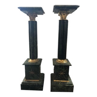 1950s Green Marble Pedestals - a Pair For Sale