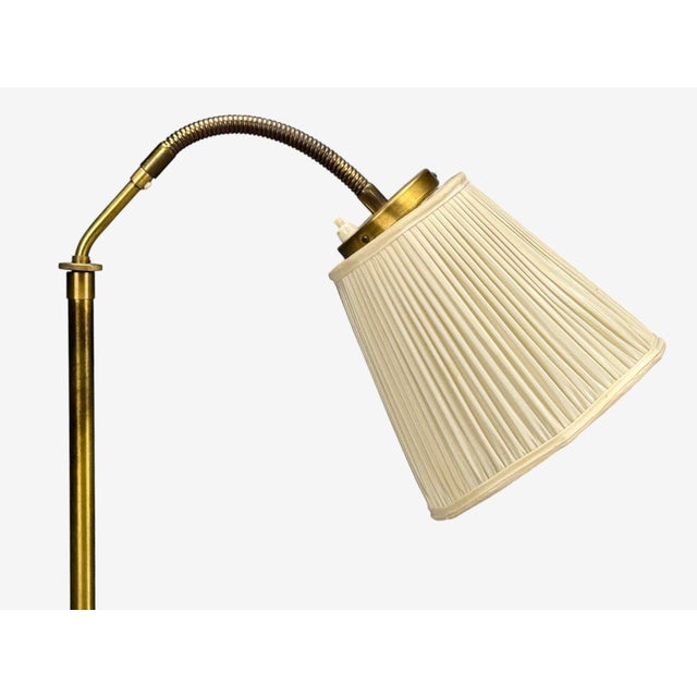 h.w. Armatur, Swedish Modern, Floor Lamp, Brass, Fabric, Sweden, 1940s For Sale - Image 4 of 12